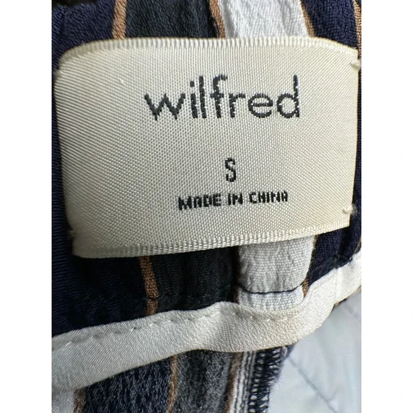 Aritzia Wilfred S Faun $178 Striped Gaucho Wide Leg Pants High Rise Crop Blue - Picture 11 of 15